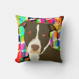 Coussin Pitbull Portrait Pop Art
