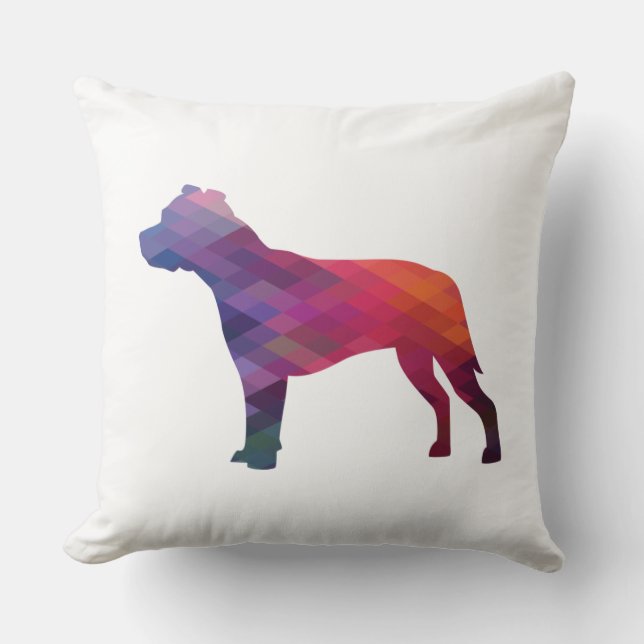 Coussin Pitbull race de chien Silhouette géométrique viole (Recto)