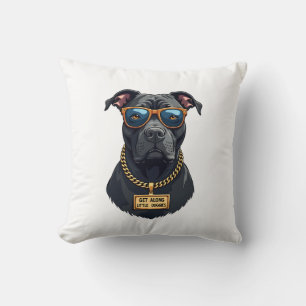 Coussin Pitbull Vintage Cool en Lunettes de Soleil avec Ch