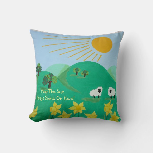 Coussin pittoresque illustration amusante de mouton mignon (Recto)