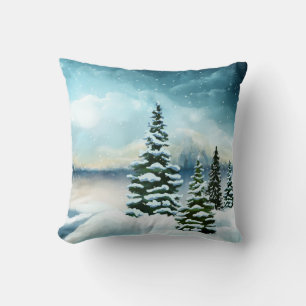 Coussin Pittoresque Winter Wonderland aquarelle peinture