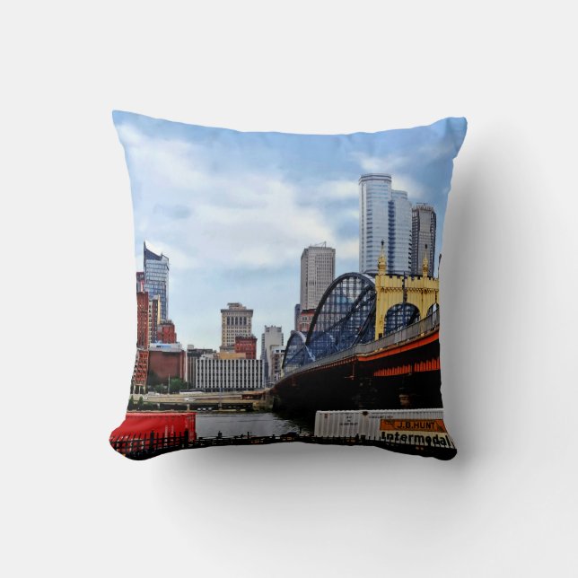 Coussin Pittsburgh PA - Train par le pont de Smithfield St (Recto)