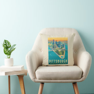 Coussin Pittsburgh, PA   Vue oeil d'oiseau