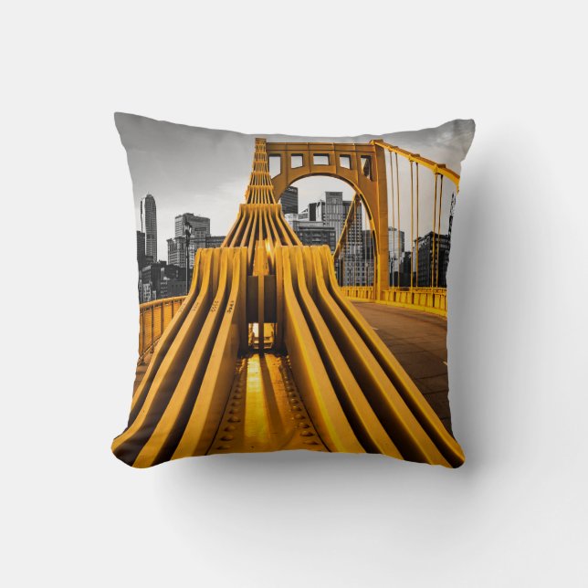 Coussin Pittsburgh Pennsylvania Steel City Skyline Bridge  (Recto)
