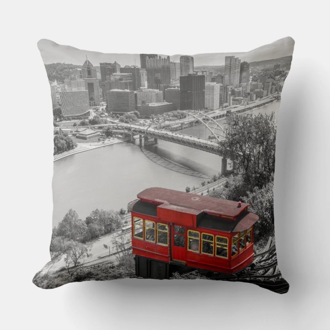 Coussin Pittsburgh Steel City Skyline Incline Pennsylvanie (Recto)