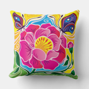Coussin Pivoine et Papillons