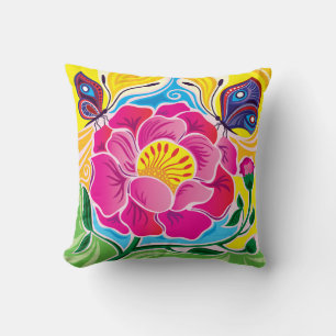 Coussin Pivoine et Papillons