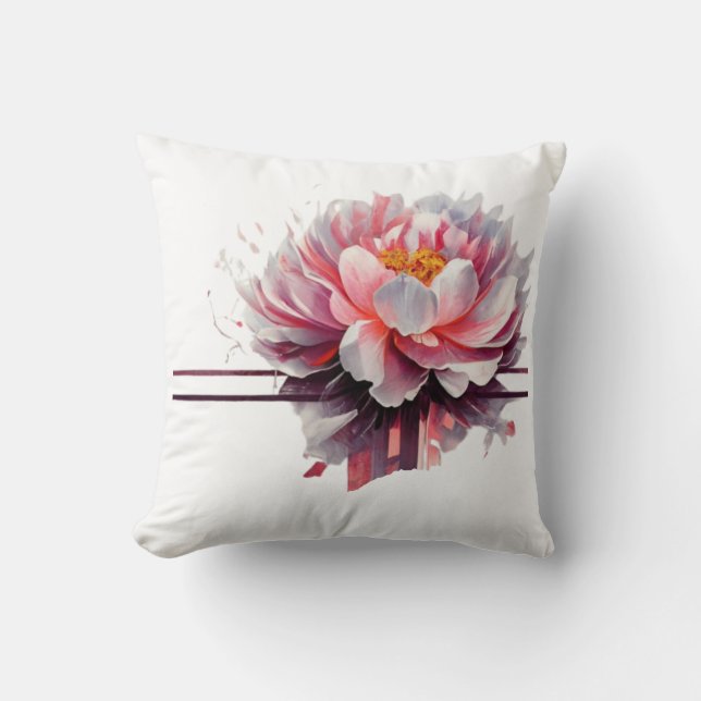 Coussin Pivoine graphique tendance (Recto)