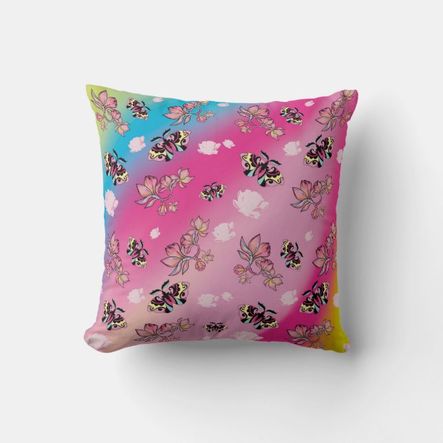 Coussin Pivoine papillon (Recto)