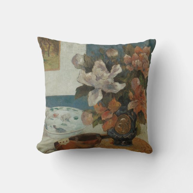 Coussin Pivoines Chinoises et Mandoline de Paul Gauguin (Recto)