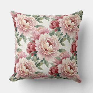 Coussin Pivoines grandmillénaires | Crème rose