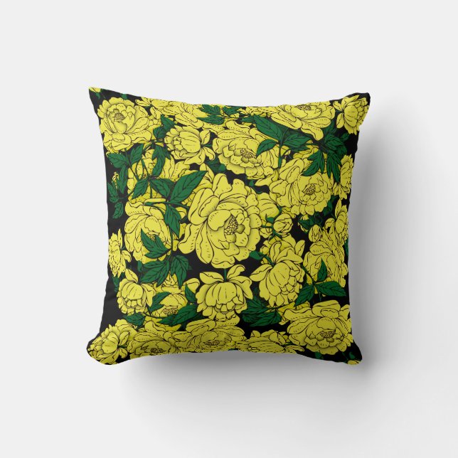 Coussin Pivoines jaunes (Recto)