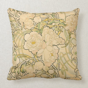 Coussin Pivoines par Alphonse Mucha