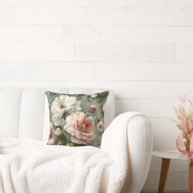 Coussin Pivoines Roses Élégantes (Canapé)
