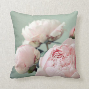 Coussin Pivoines roses sur le motif bleu - 19277