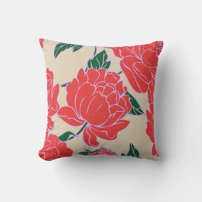 Coussin Pivoines rouges (Recto)