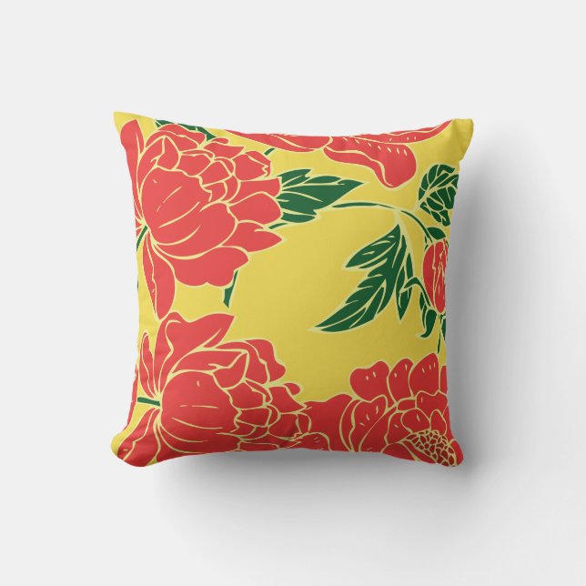 Coussin Pivoines rouges (Recto)