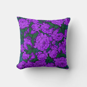 Coussin Pivoines Violettes