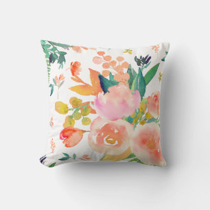 Coussin PixDezines aquarelle florale/pivoines