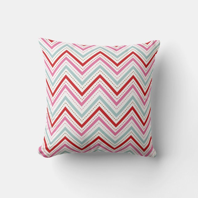Coussin PixDezines chevron rose+bleu/do-it-yourself arrièr (Recto)