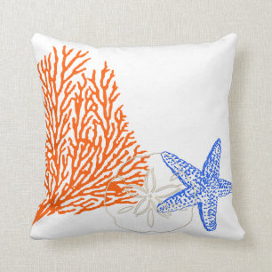 Coussin PixDezines corail orange+étoile de mer/do-it-yours
