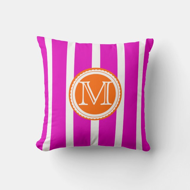 Coussin PixDezines do-it-yourself bandes de couleurs/monog (Recto)