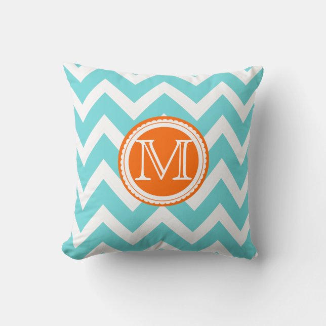 Coussin PixDezines do-it-yourself couleurs chevrons/aqua+b (Recto)
