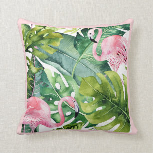Coussin PixDezines Flamant rose rose, Tropical, Cadre DO-I