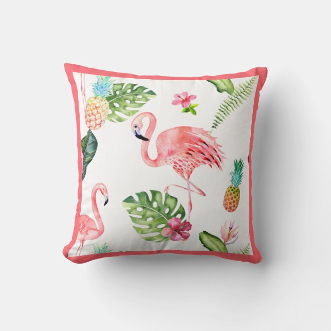 Coussin PixDezines Flamant rose rose, Tropical, do-it-your (Recto)