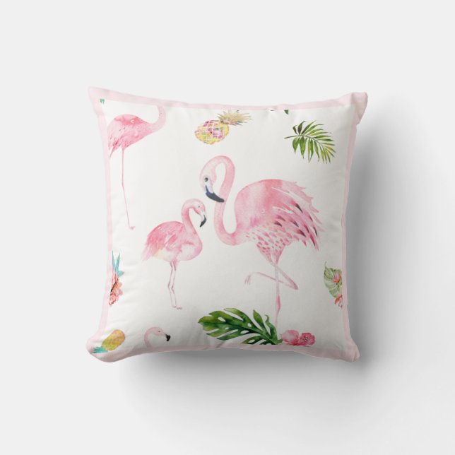 Coussin PixDezines Flamant rose rose, Tropical, do-it-your (Recto)