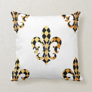 Coussin PixDezines fleur de lis/gold/black/DIYbackground