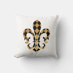 Coussin PixDezines fleur de lis/or/noir/DIYbackground