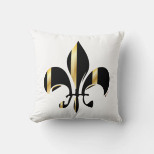 Coussin PixDezines fleur de lis/or/noir/DIYbackground