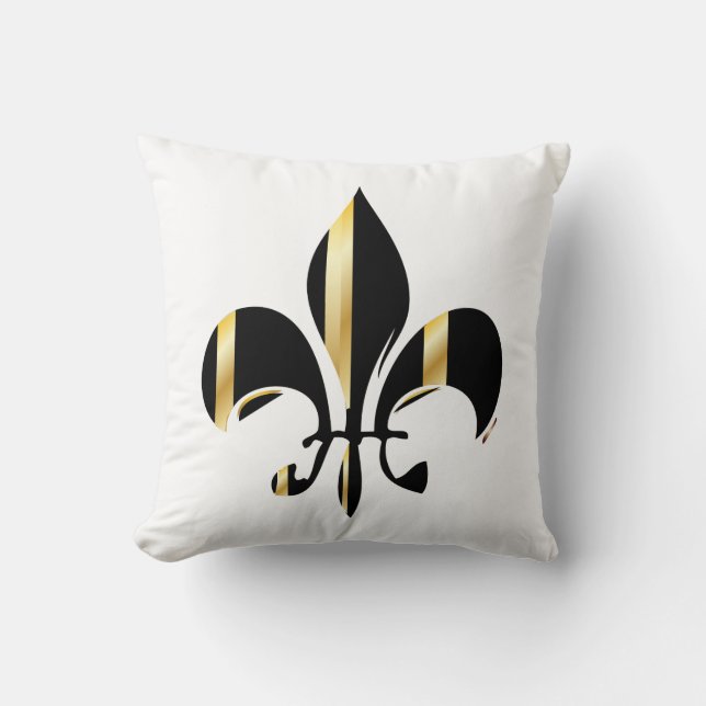 Coussin PixDezines fleur de lis/or/noir/DIYbackground (Recto)