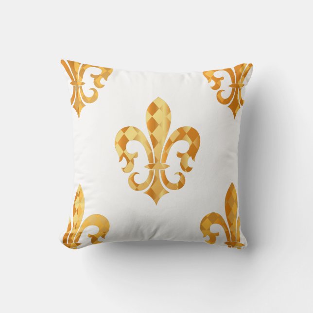 Coussin PixDezines fleur de lis/or/noir/DIYbackground (Recto)