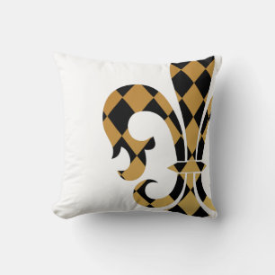 Coussin PixDezines fleur de lis/or/noir/DIYbackground