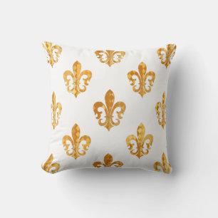 Coussin PixDezines fleur de lis/or noir/fond DIY