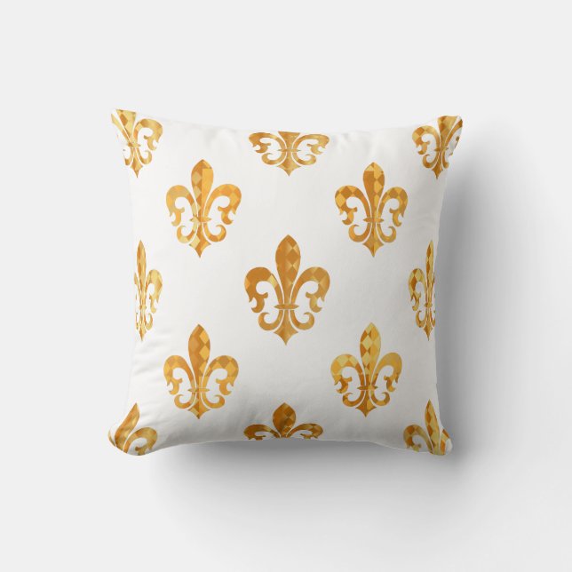 Coussin PixDezines fleur de lis/or noir/fond DIY (Recto)