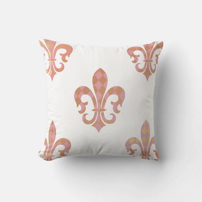 Coussin PixDezines fleur de lis/rose/or/DIYbackground (Recto)