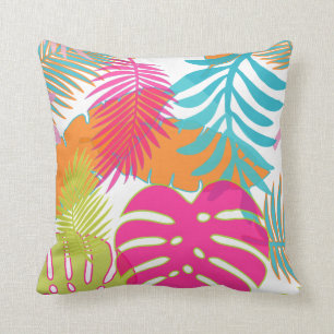Coussin PixDezines forêt tropicale/monstera/arrière - plan