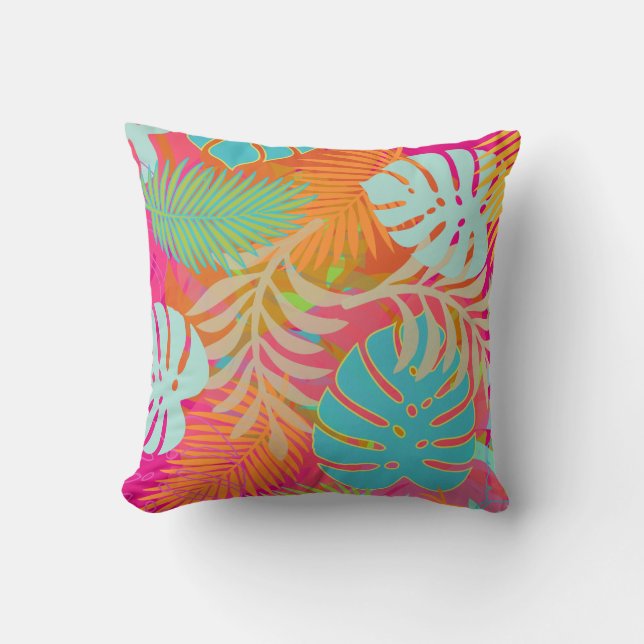 Coussin PixDezines forêt tropicale/monstera/do-it-yourself (Recto)