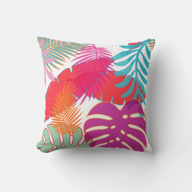 Coussin PixDezines forêt tropicale/monstera/do-it-yourself (Recto)