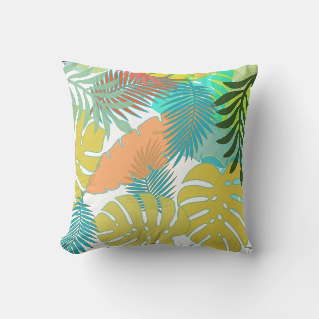 Coussin PixDezines forêt tropicale/monstera/do-it-yourself (Recto)