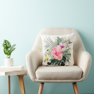 Coussin PixDezines H2Tropical Fleurs Hibiscus
