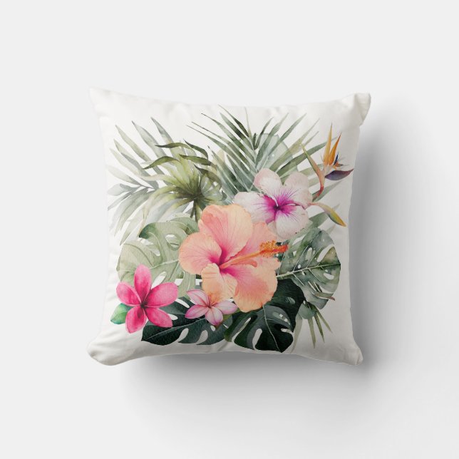 Coussin PixDezines H2Tropical Fleurs Hibiscus (Recto)