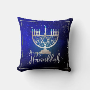 Coussin PixDezines Joyeux Hanoukka Temple Menorah