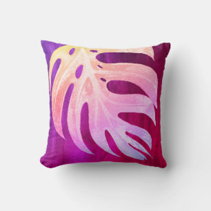 Coussin PixDezines MONSTERA FEUILLES OMBRE COULEUR D'EAU