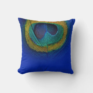 Coussin PixDezines oeil de paon psychédélique/cobalt+vert