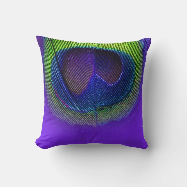 Coussin PixDezines, oeil de paon psychédélique/violet+jaun (Recto)