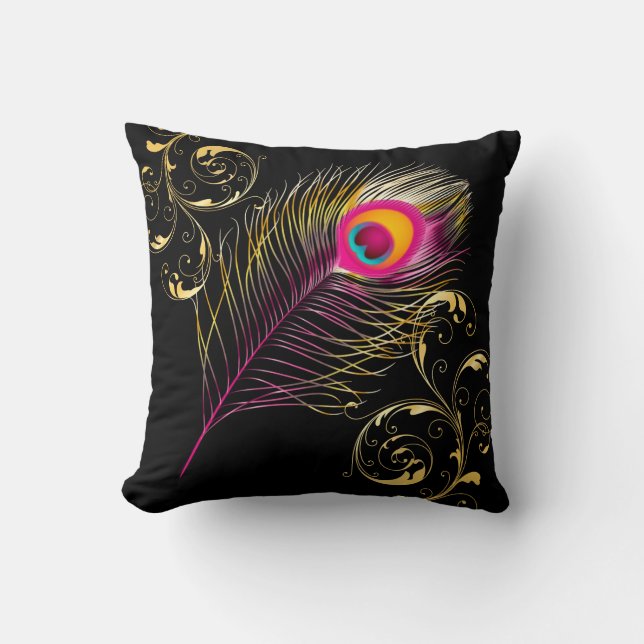 Coussin PixDezines psychédélique paon/do-it-yourself arriè (Recto)